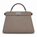 Fendi Peekaboo ISeeU Petit – Dove Grey Selleria Stitched Leather Bag