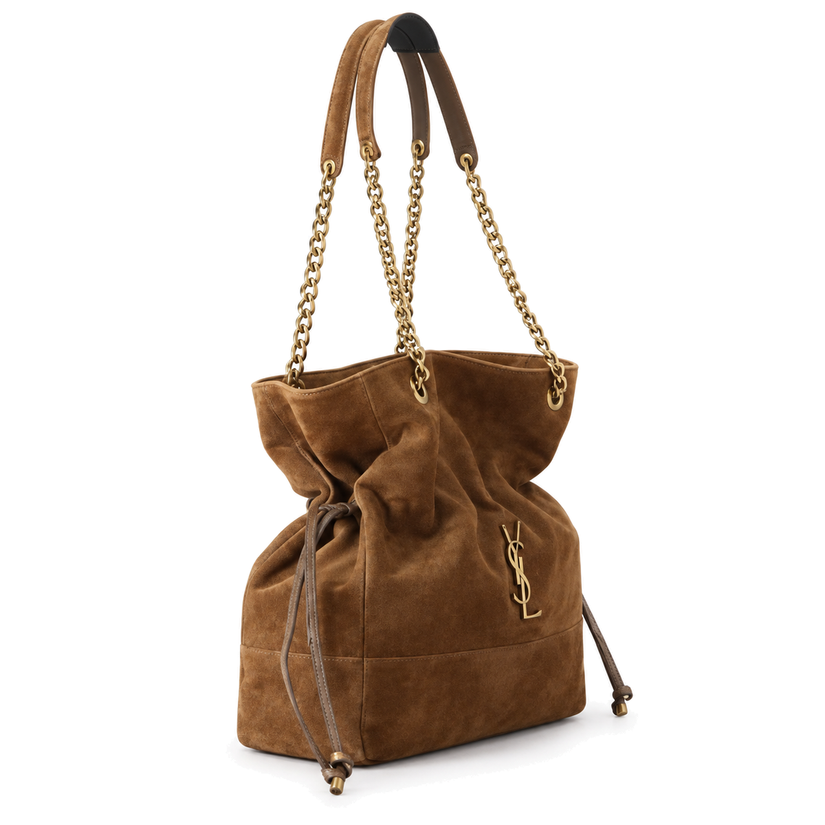 Saint Laurent YSL Juillet Tote Bag – Camel Suede Gold