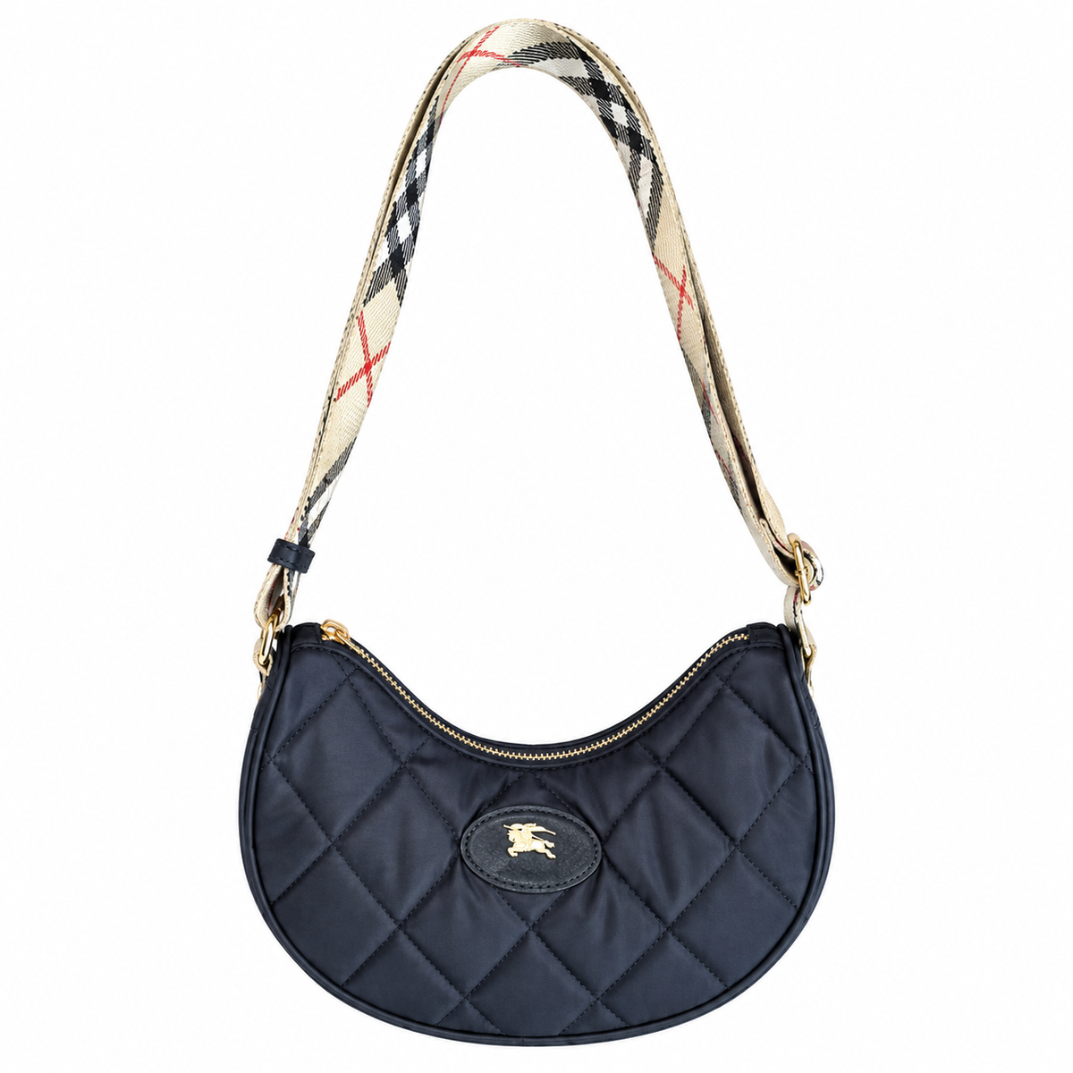 Burberry Midnight Quilted Crescent Shoulder Bag
