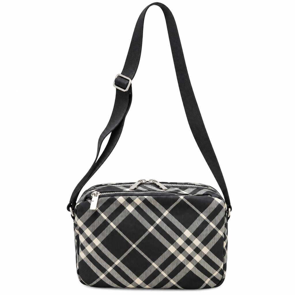 Burberry Heritage Check Crossbody Bag in Black
