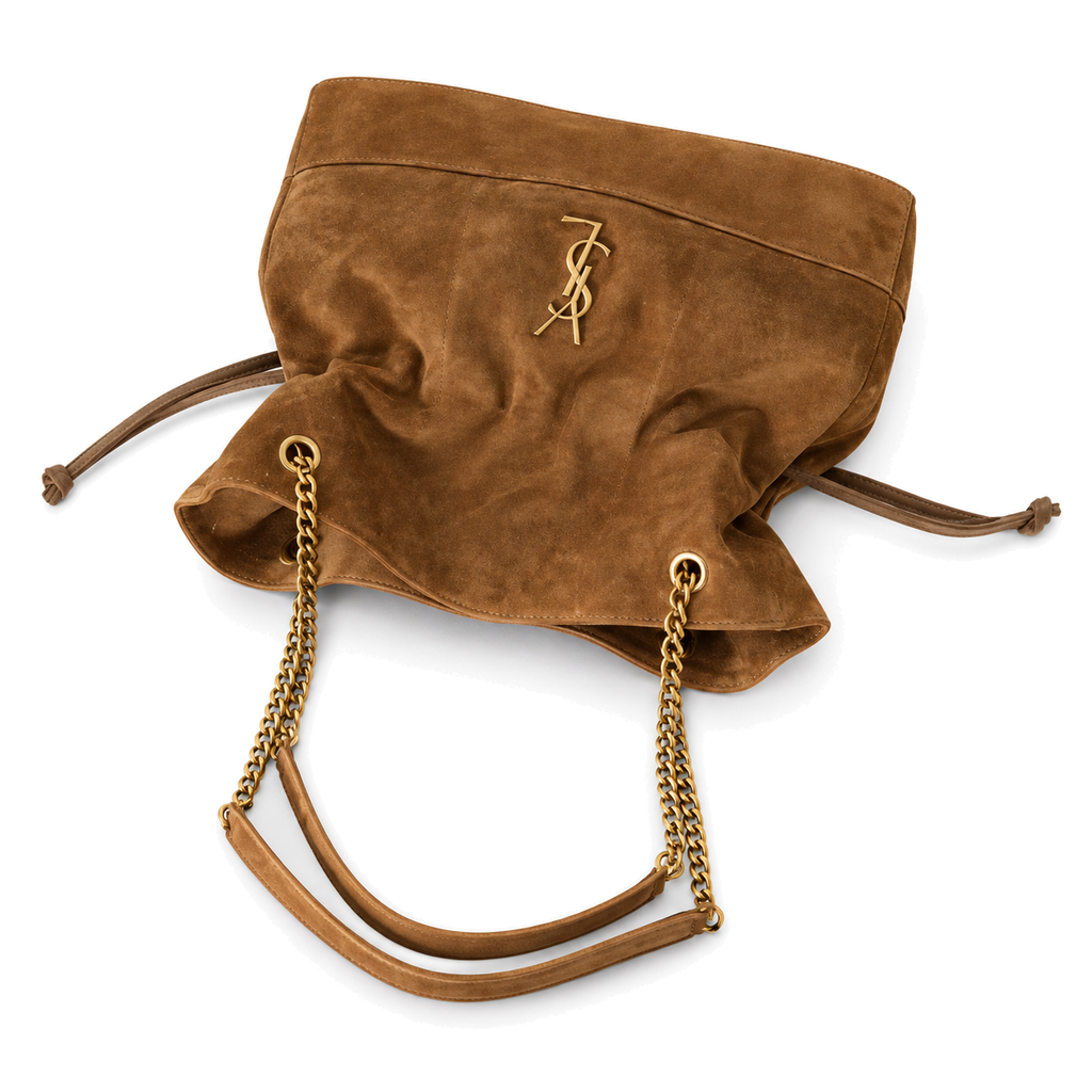 Saint Laurent YSL Juillet Tote Bag – Camel Suede Gold