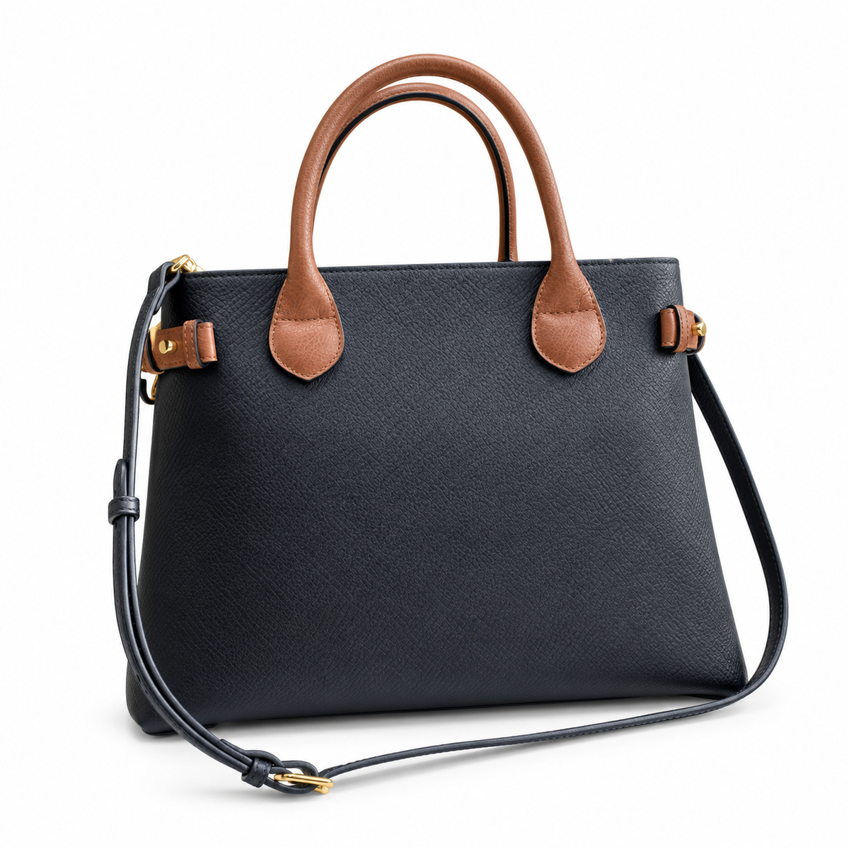 Burberry Black & Tan Refined Top Handle Bag