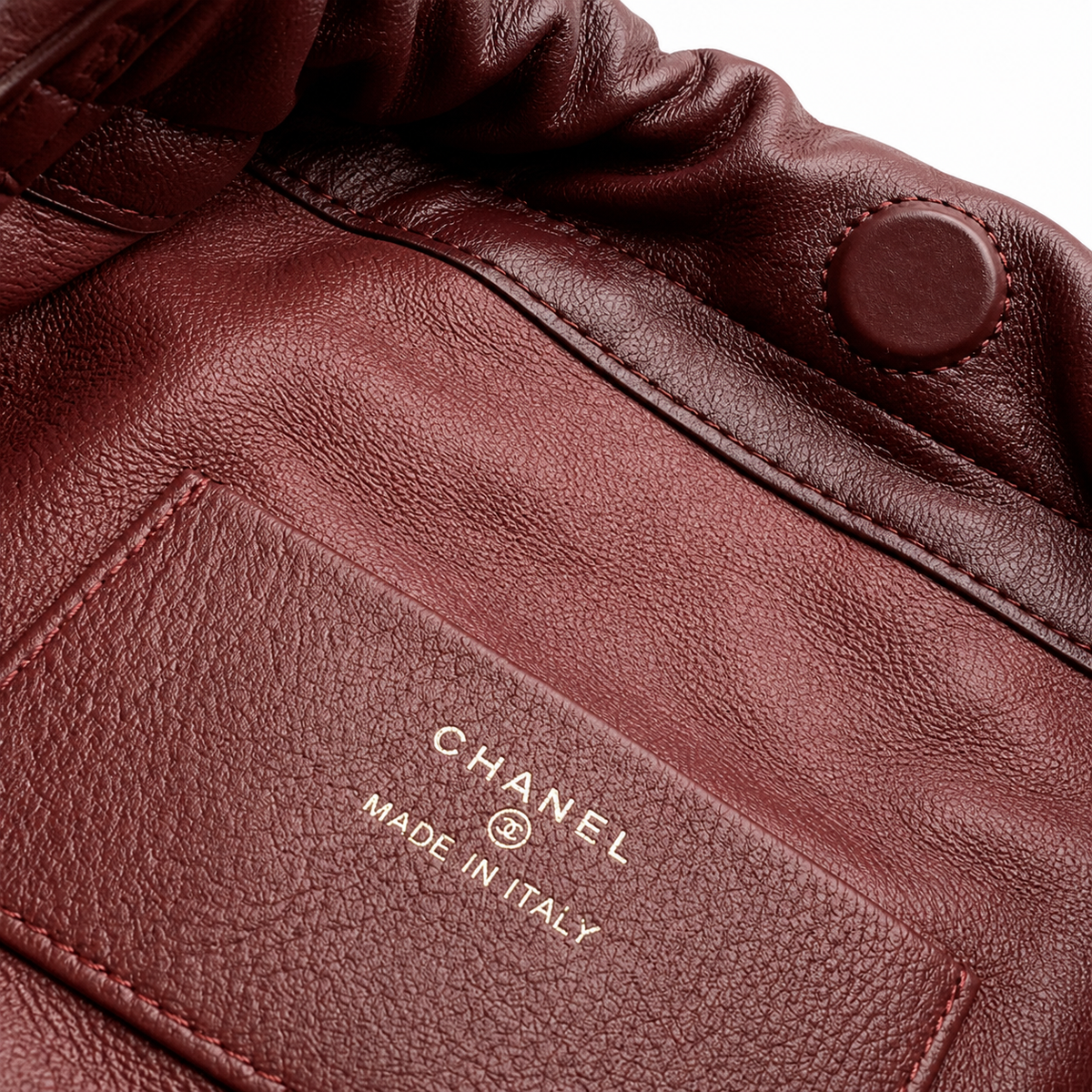 Chanel Quilted Calfskin Drawstring Bucket Bag Burgundy Gold Hardware