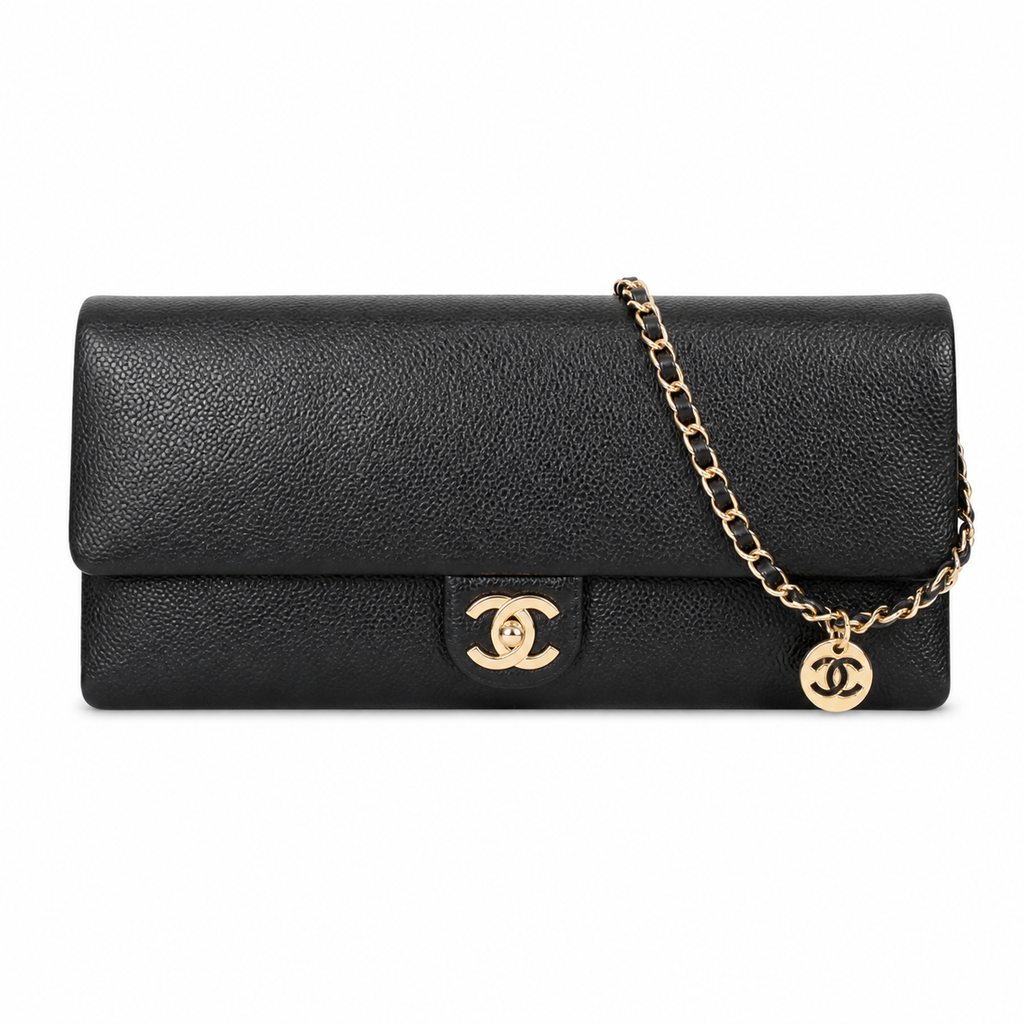 Chanel Black Caviar Wallet on Chain CC Coin Charm