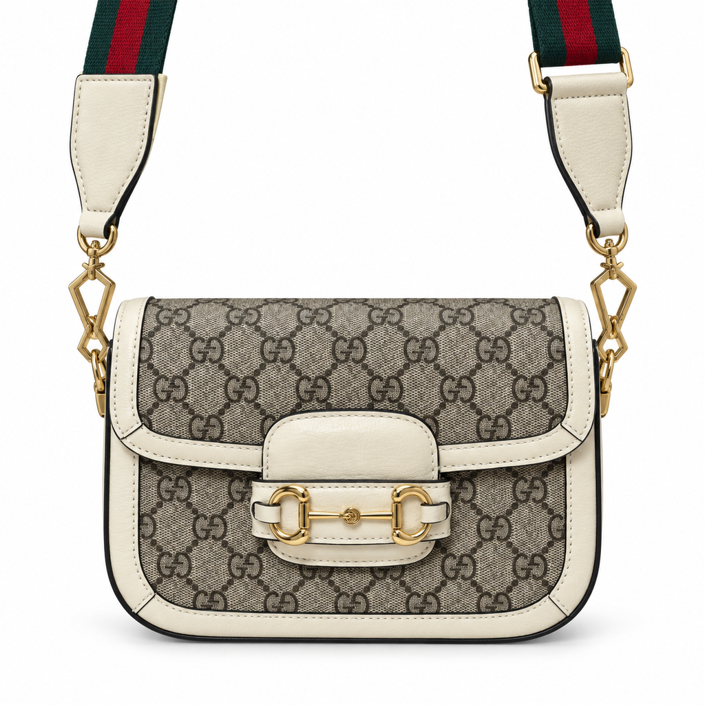 Gucci Horsebit 1955 Mini Bag in White Polished Leather