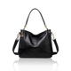 Black Antiqued Leather Slouch Shoulder Bag with Gold Chain Tassel